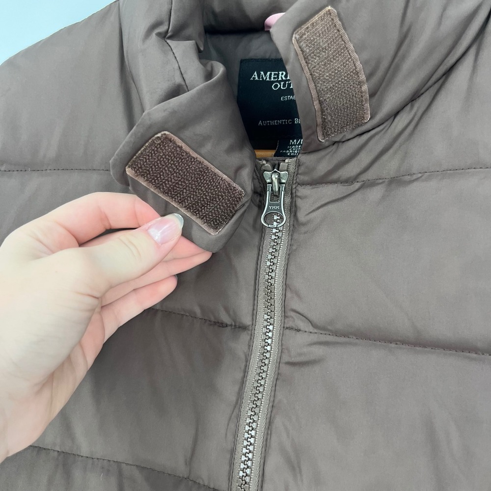 American Eagle Puffer Vest Women Medium Brown Quilted Full Zip Gorpcore Layering - Picture 5 of 8